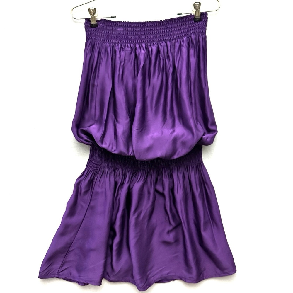Sofia Made in Italy Blouson Tube Dress M Medium Royal Plum Purple Smocked